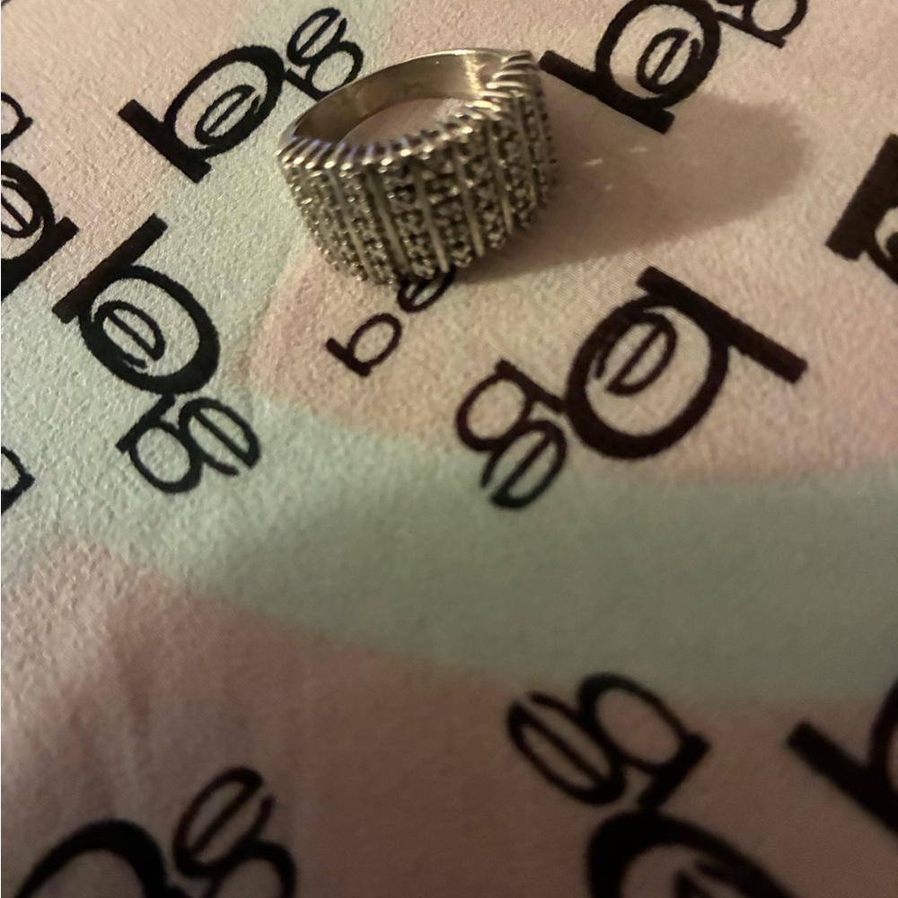 Silver Diamond Statement Ring - image 2